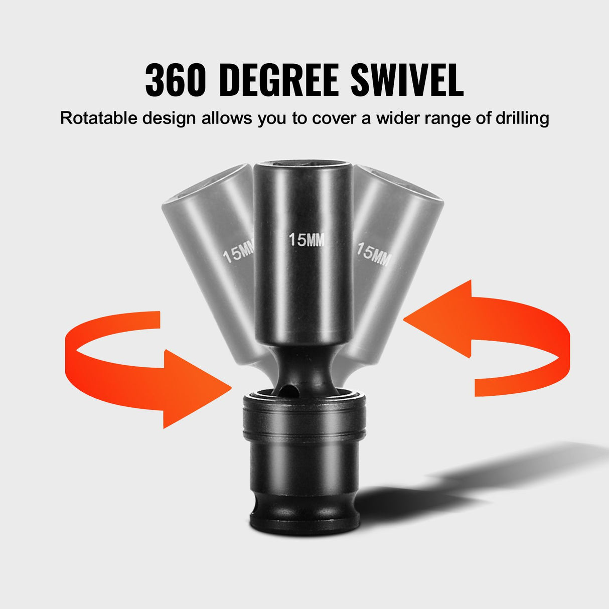 360 Degree Swivel Impact Sockets Set 14pcs 6-Point 3/8in Drive Socket Set