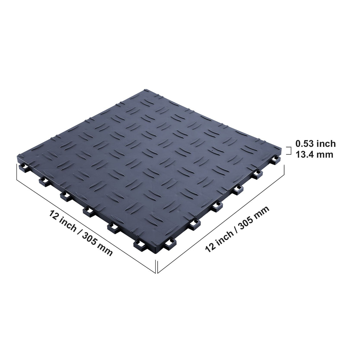 VEVOR Garage Tiles Interlocking, 12 x 12 x 0.53 inch 25 Pack Garage Floor Covering Tiles, Non-Slip Double-Sided Texture Garage Flooring Tiles, for Garages, Basements, Repair Shops, Graphite Gray