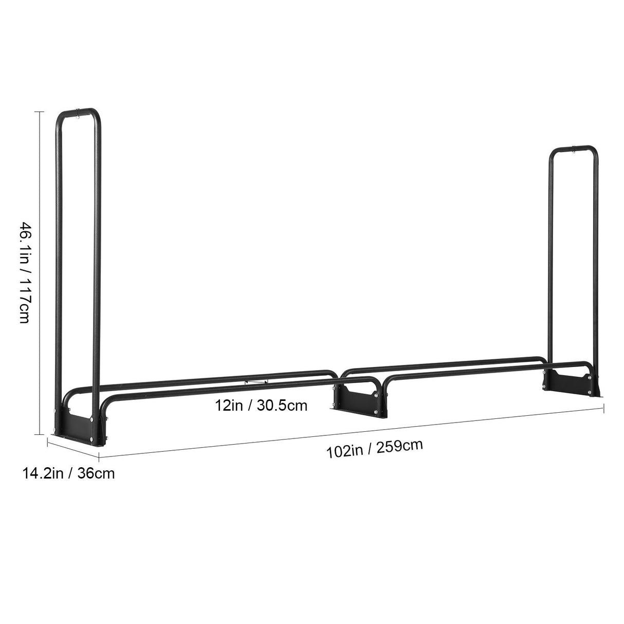 VEVOR Firewood Rack with Waterproof Cover, 257 x 36 x 117 cm Outdoor Firewood Holder, 660lb Weight Capacity, 1/2 Cord Log Holder, Half-Covered, Powder-coated Wood Storage Rack for Fireplace Deck