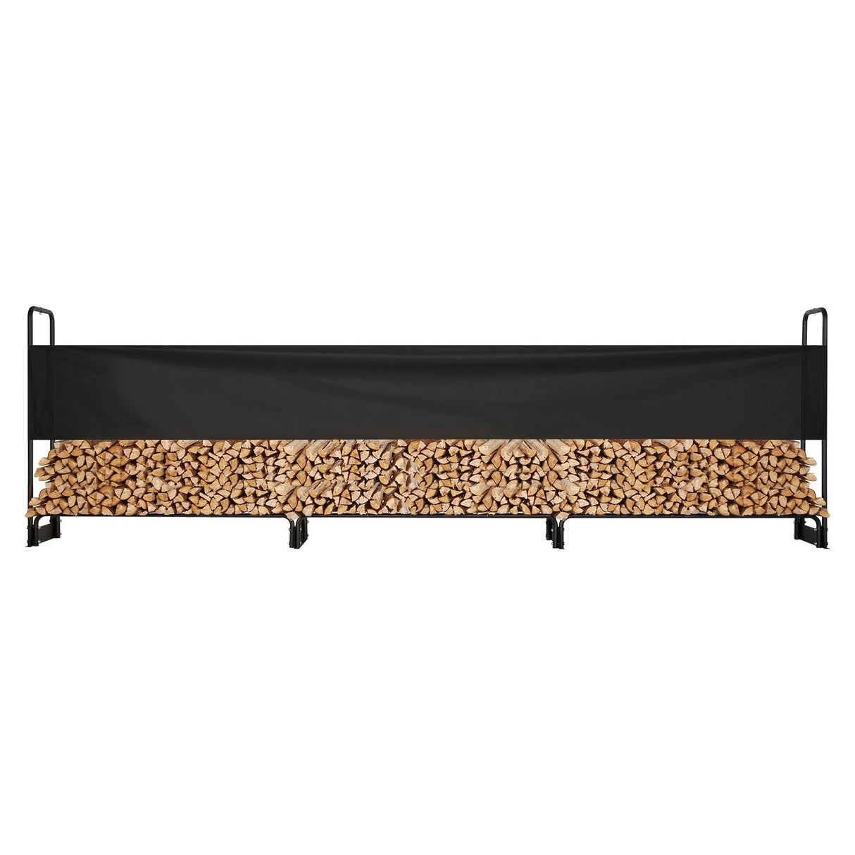 VEVOR Firewood Rack with Waterproof Cover, 383 x 36 x 117 cm Outdoor Firewood Holder, 660lb Weight Capacity, 1/2 Cord Log Holder, Half-Covered, Powder-coated Wood Storage Rack for Fireplace Deck