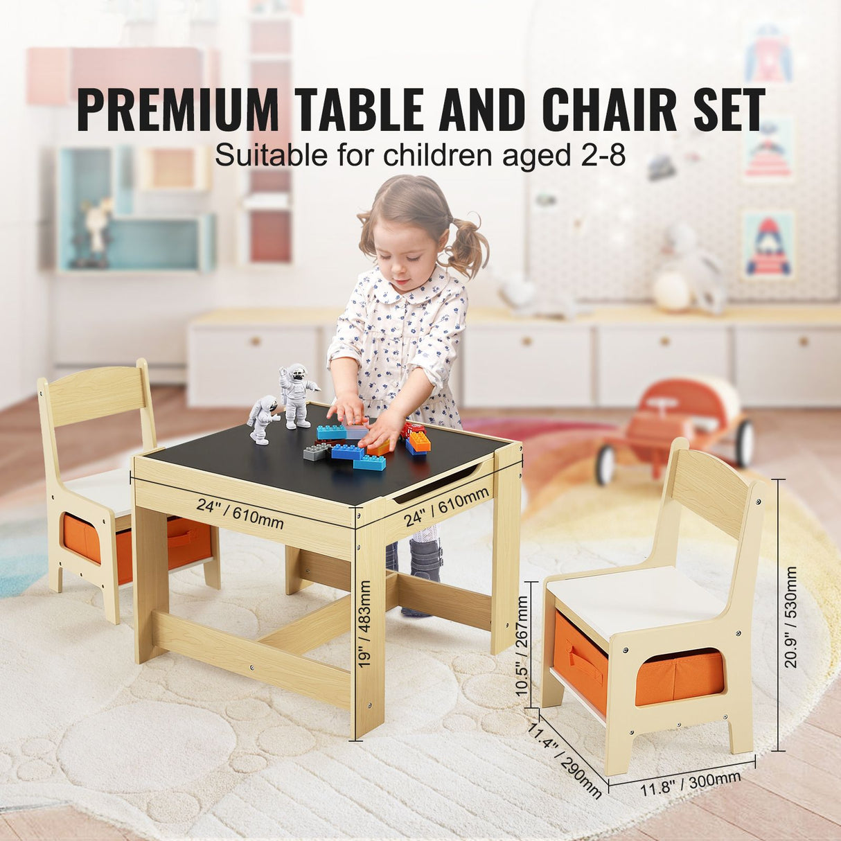 VEVOR Kids Table and Chair Set Wooden Activity Table