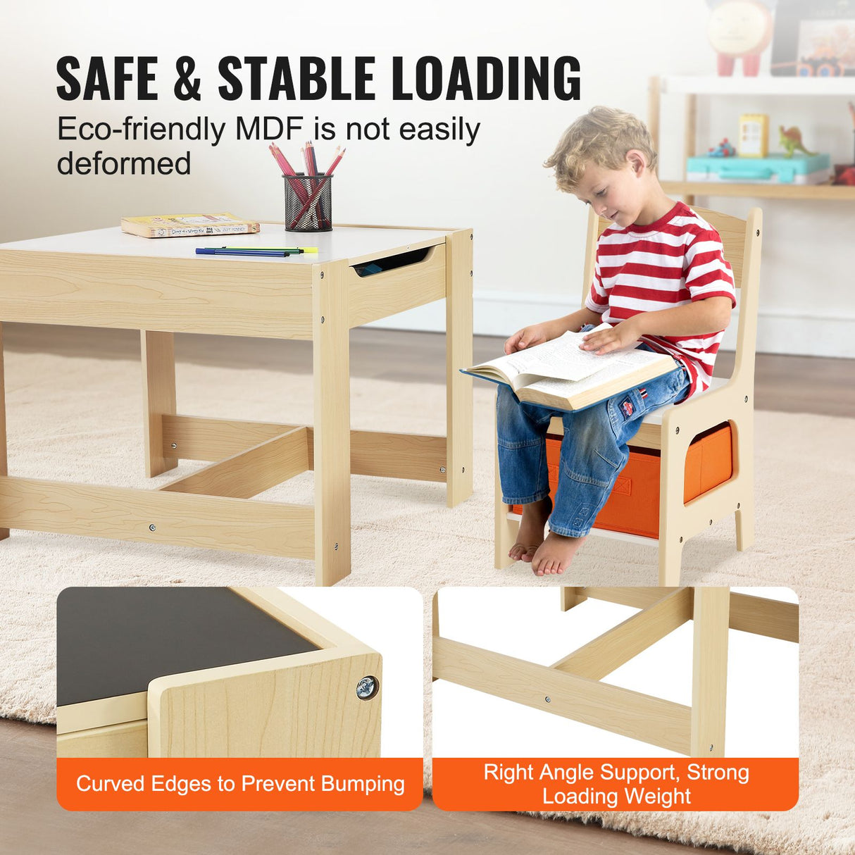 VEVOR Kids Table and Chair Set Wooden Activity Table