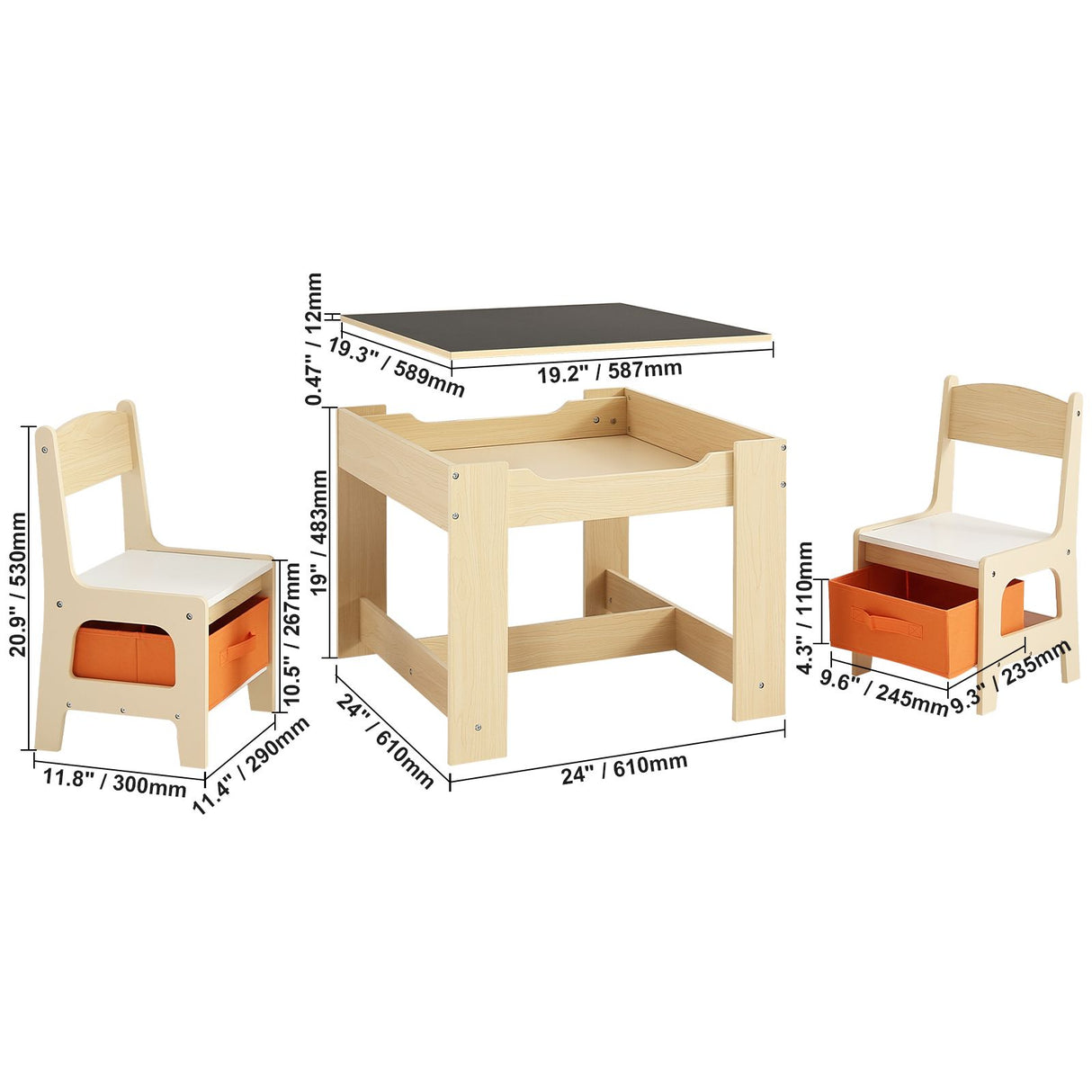 VEVOR Kids Table and Chair Set Wooden Activity Table