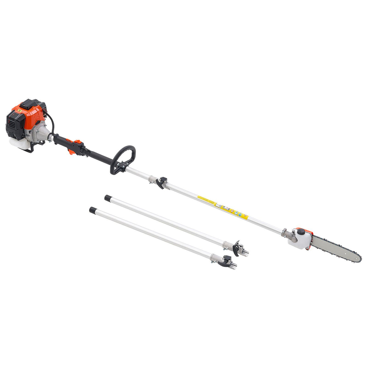 VEVOR Gas Pole Saw, 33CC 2 Stroke Gas Powered Pole Saws with 20.3 cm Cutting Bar, Cordless Tree Trimmer with 850ml Fuel Tank, 2.08 to 3.58 m Extendable, Powerful Chainsaw for Tree Trimming Pruning