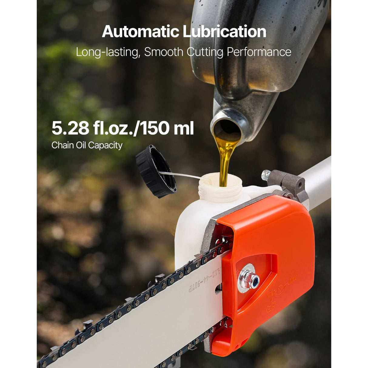VEVOR Gas Pole Saw, 25CC 2 Stroke Gas Powered Pole Saws with 30.5 cm Cutting Bar, Cordless Tree Trimmer with 650ml Fuel Tank, 2.12 to 3.62 m Extendable, Powerful Chainsaw for Tree Trimming Pruning