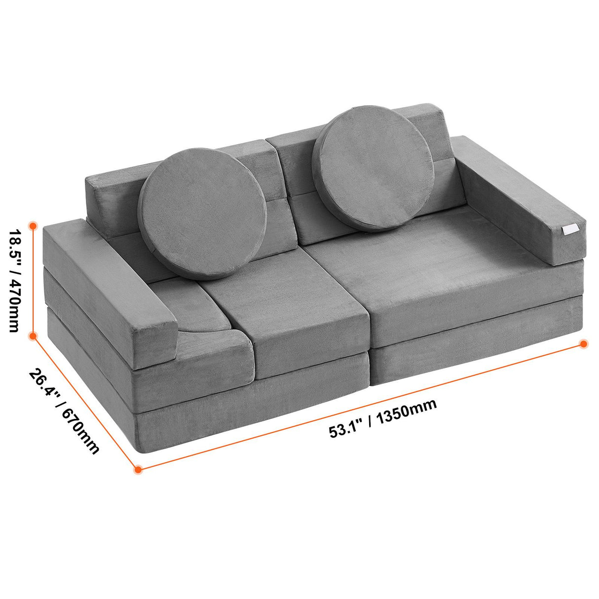 VEVOR Play Couch, 15pcs Modular Kids Nugget Couch, Toddler Foam Sofa Couch with High-density 25D Sponge for Playing, Creativing, Sleeping, Imaginative Kids Furniture for Bedroom and Playroom