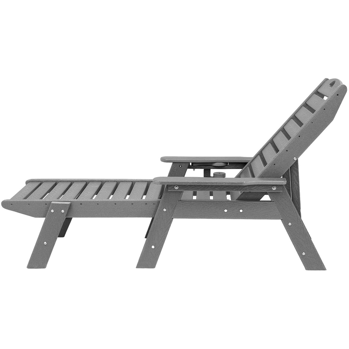 Outdoor Chaise Lounge Chair 6 Positions Reclining Patio Bench Lounger Gray
