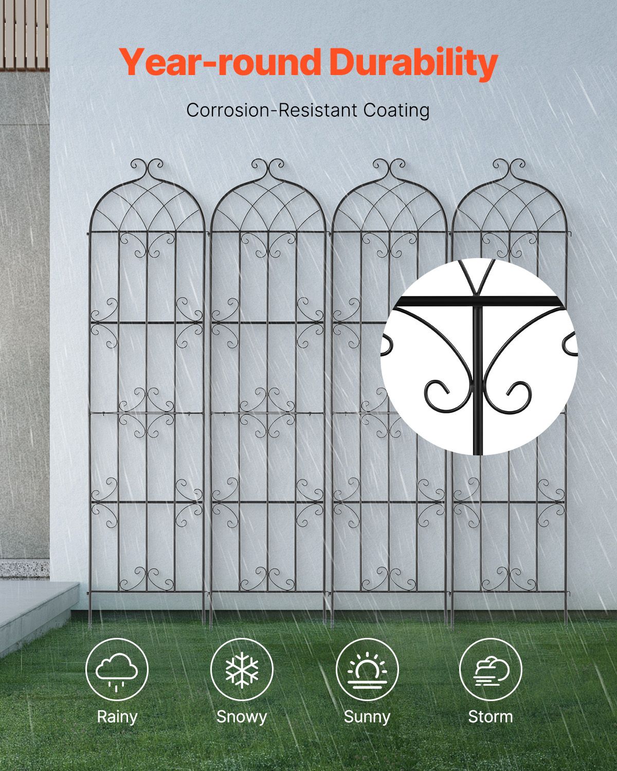 Garden Trellis for Climbing Plants, 87 x 20 in, 4 Packs Rustproof Metal Garden Flower Trellis, Outdoor Climbing Rose Trellis Cucumbers Support, Decorative Clematis Trellis for Courtyards Lawns