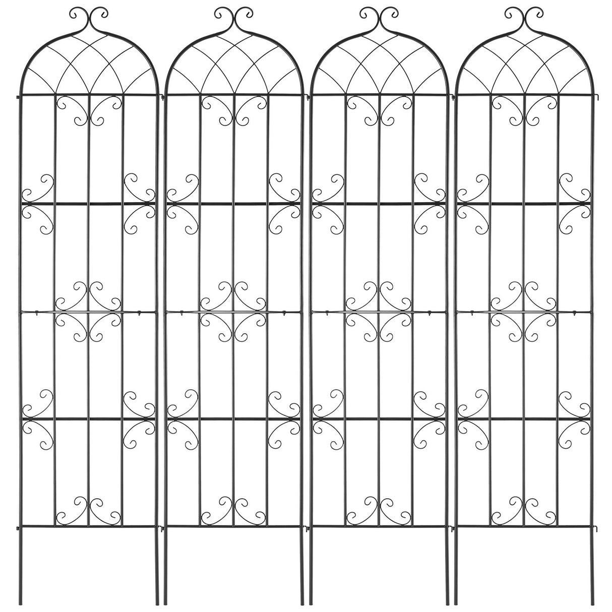 Garden Trellis for Climbing Plants, 87 x 20 in, 4 Packs Rustproof Metal Garden Flower Trellis, Outdoor Climbing Rose Trellis Cucumbers Support, Decorative Clematis Trellis for Courtyards Lawns