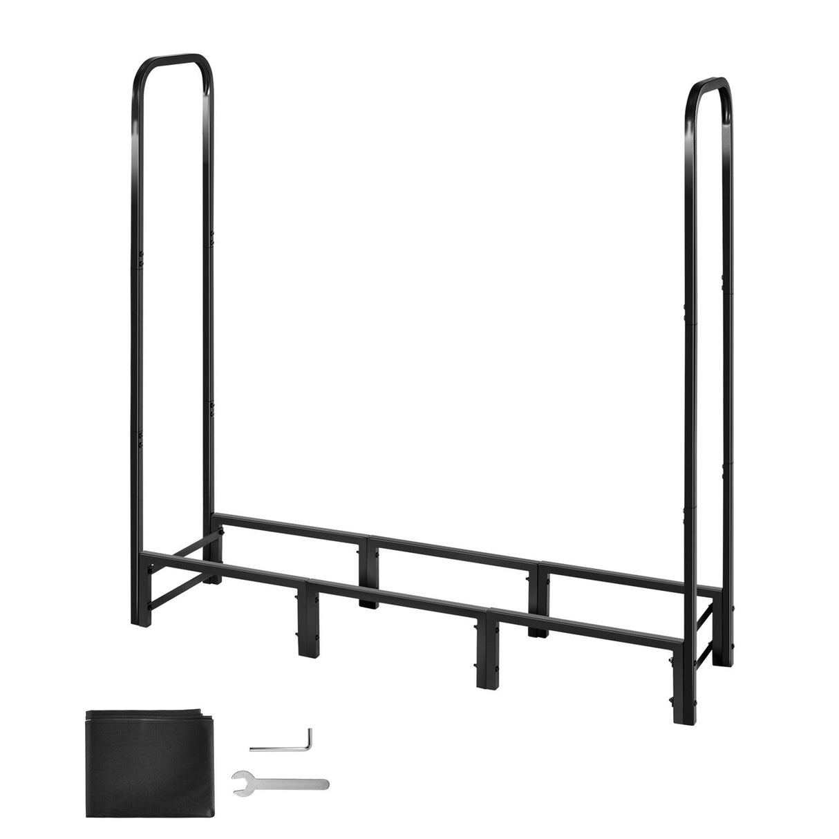 VEVOR Firewood Rack with Waterproof Cover, 1.22m Outdoor Firewood Holder, 1/4 Cord Storage Metal Log Holder, 400lb Max Weight Capacity, Top Covered, Powder-Coated Wood Storage Rack for Fireplace Deck