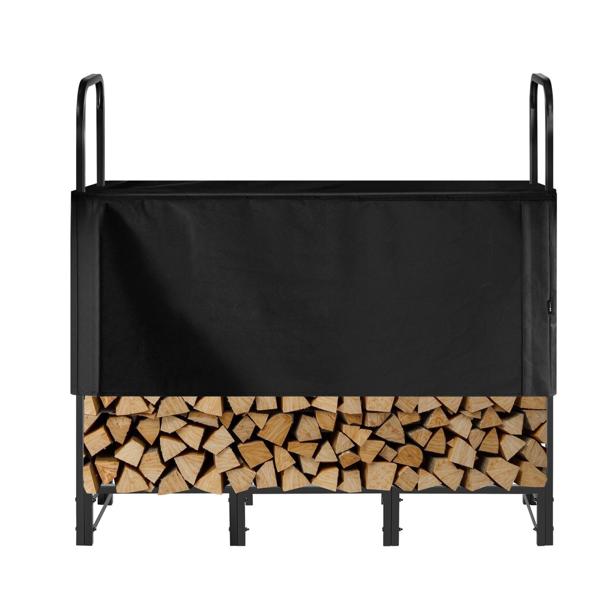 VEVOR Firewood Rack with Waterproof Cover, 1.22m Outdoor Firewood Holder, 1/4 Cord Storage Metal Log Holder, 400lb Max Weight Capacity, Top Covered, Powder-Coated Wood Storage Rack for Fireplace Deck
