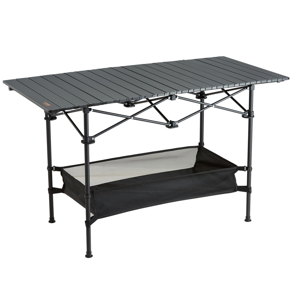 VEVOR Folding Camping Table, Outdoor Portable Side Tables, Lightweight Fold Up Table, Aluminum & Steel Ultra Compact Work Table with Large Storage and Carry Bag, For Beach, Picnic, Travel, 24x16 inch