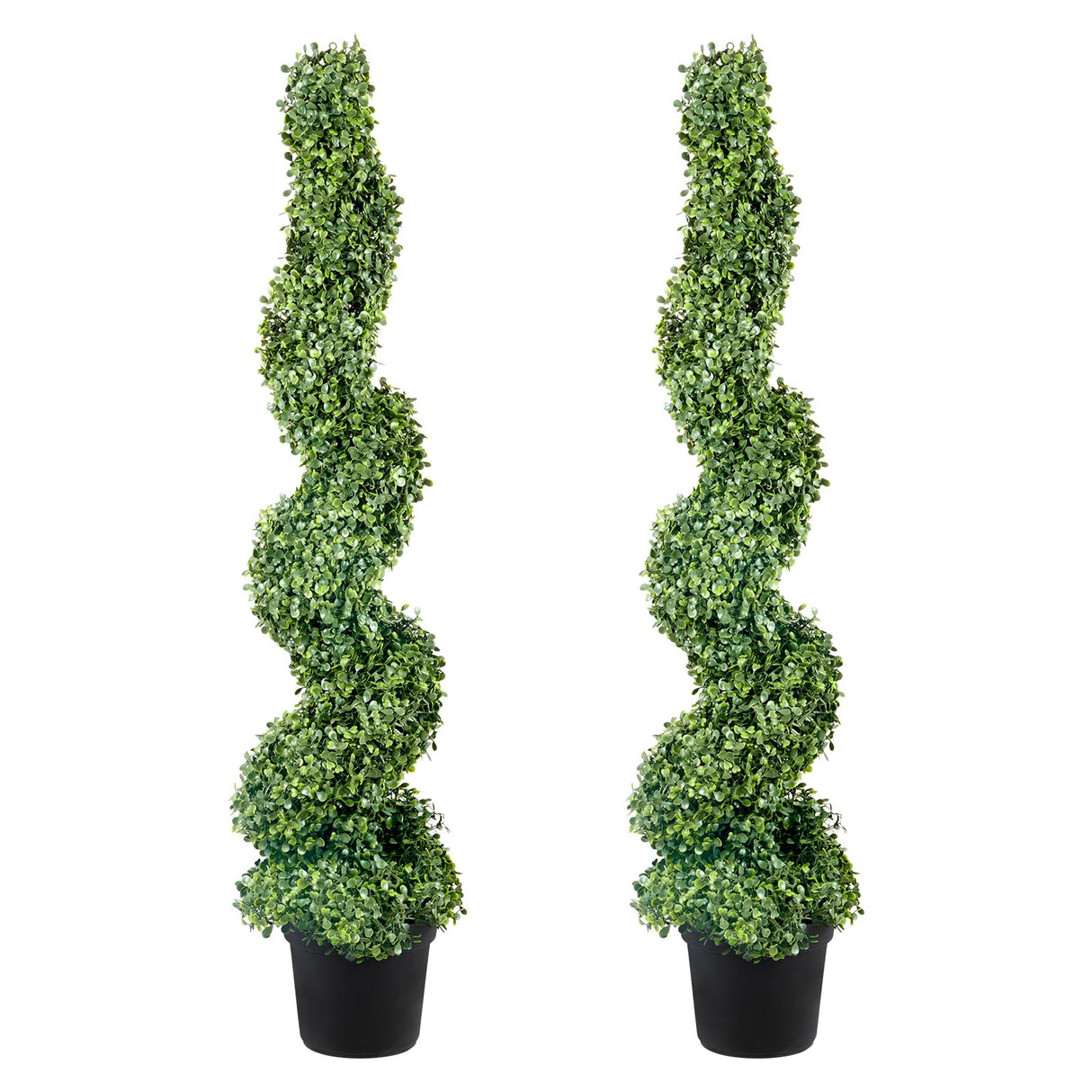 Artificial Topiaries Boxwood Trees, 10cm Tall (2 Pieces) Faux Topiary Plant Outdoor, All-year Green Feaux Plant w/ Replaceable Leaves for Decorative Indoor/Outdoor/Garden