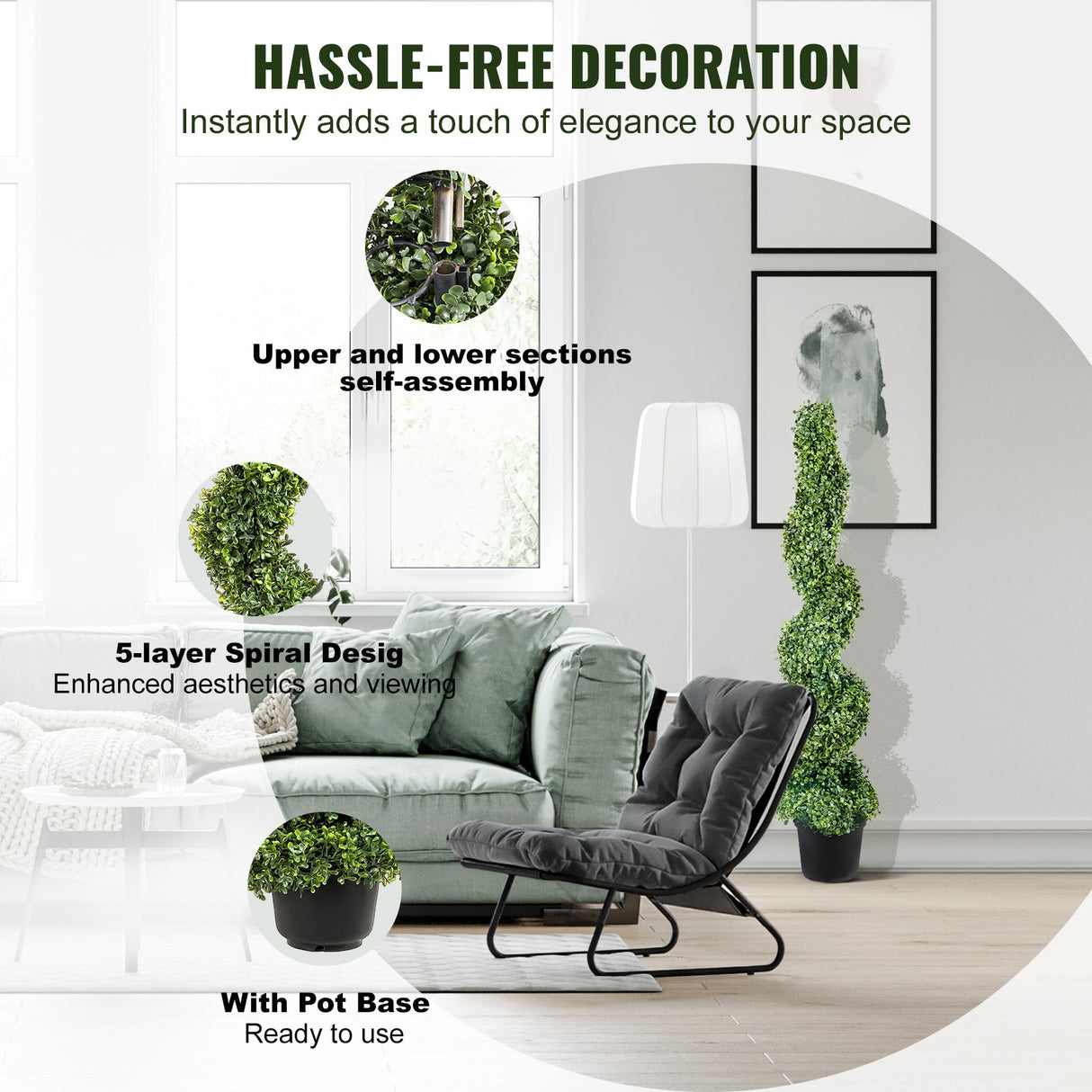 Artificial Topiaries Boxwood Trees, 10cm Tall (2 Pieces) Faux Topiary Plant Outdoor, All-year Green Feaux Plant w/ Replaceable Leaves for Decorative Indoor/Outdoor/Garden