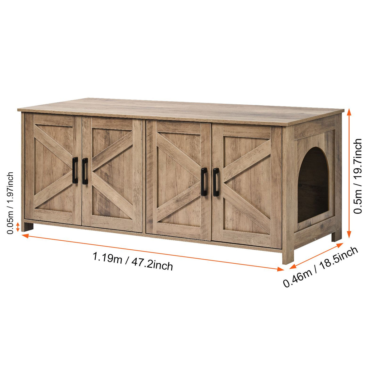 VEVOR Cat Litter Box Enclosure Wooden Litter Box Furniture Hidden 2 Rooms Greige