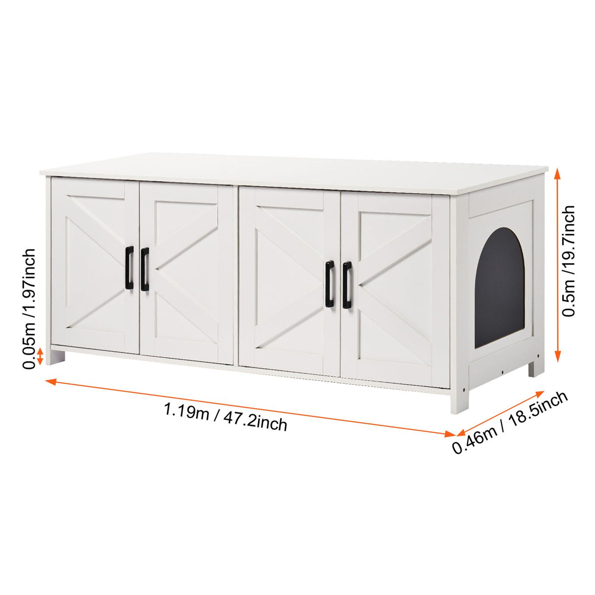 VEVOR Cat Litter Box Enclosure Wooden Litter Box Furniture Hidden 2 Rooms White