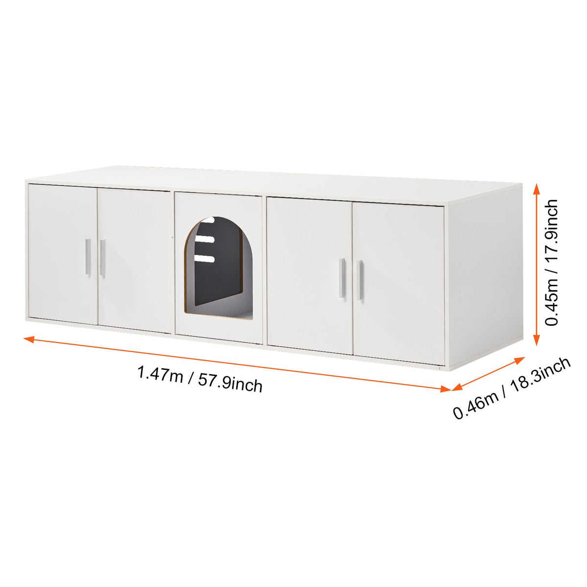 VEVOR Cat Litter Box Enclosure Wooden Litter Box Furniture Hidden 57.9" White