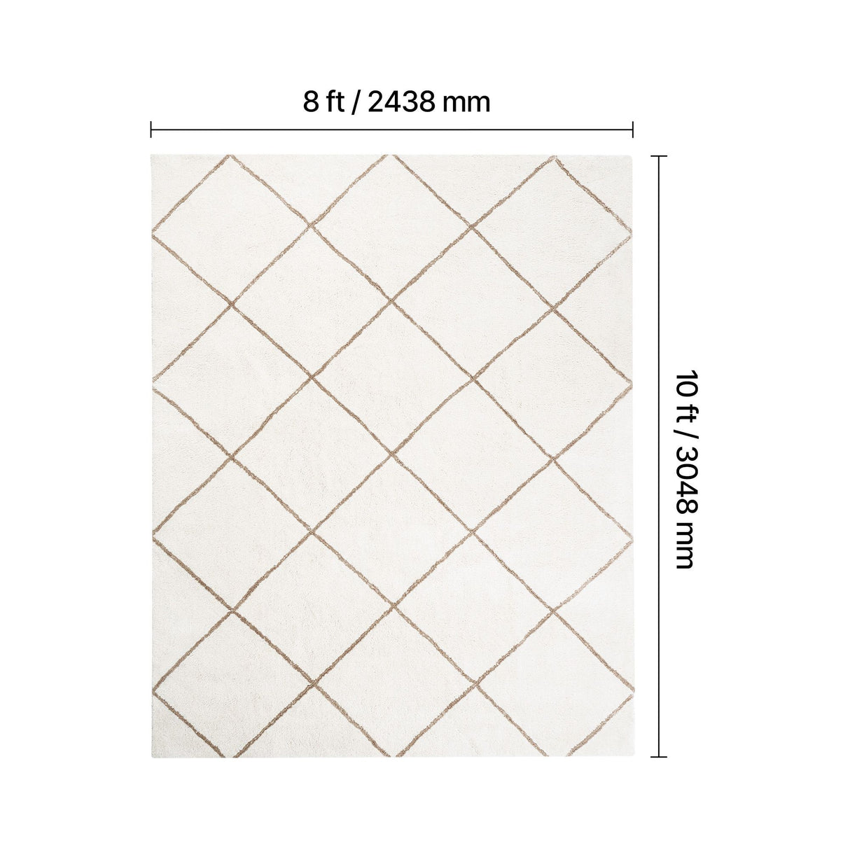 Indoor Plush Area Rugs, 2.44 x 3.05m Plush Carpet, Area Rugs Furry with Long Plushs Pile, Thick & Durable High-Pile Rug for High-Traffic Areas, Bedroom, Non-Shedding & Non-Slip Backing, Beige
