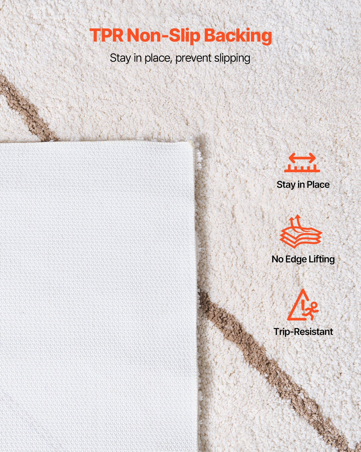 Indoor Plush Area Rugs, 2.44 x 3.05m Plush Carpet, Area Rugs Furry with Long Plushs Pile, Thick & Durable High-Pile Rug for High-Traffic Areas, Bedroom, Non-Shedding & Non-Slip Backing, Beige