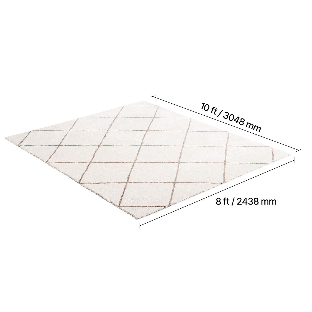 Indoor Plush Area Rugs, 2.44 x 3.05m Plush Carpet, Area Rugs Furry with Long Plushs Pile, Thick & Durable High-Pile Rug for High-Traffic Areas, Bedroom, Non-Shedding & Non-Slip Backing, Beige