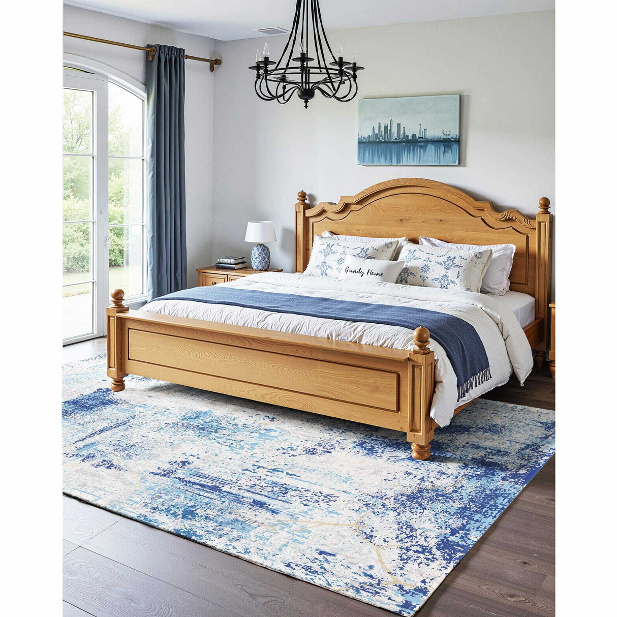VEVOR Area Rug, 1524x2133.6mm Large Washable Rug, Non-Slip and Tear-Resistant Soft Carpet, Pet & Child Friendly Modern Area Rugs, Indoor Mat for Bedroom, Office, Living Room, Kids Room, Entryway, Blue