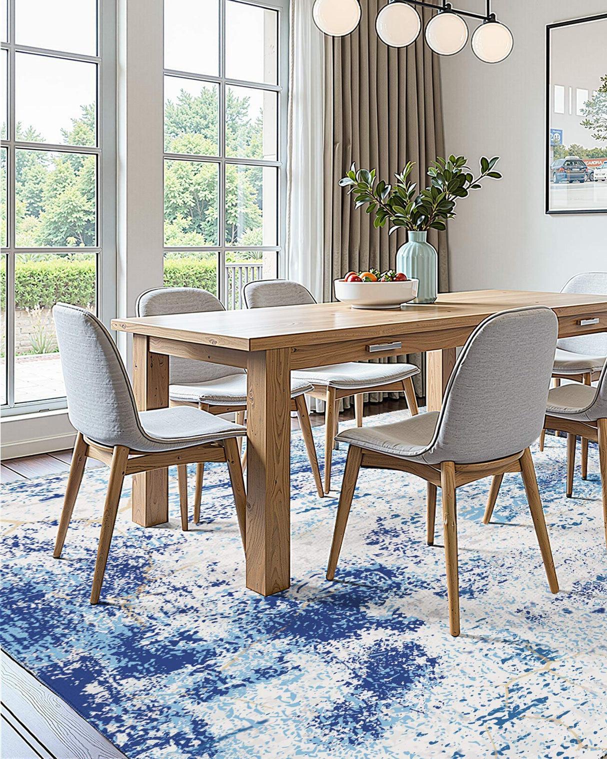 VEVOR Area Rug, 1524x2133.6mm Large Washable Rug, Non-Slip and Tear-Resistant Soft Carpet, Pet & Child Friendly Modern Area Rugs, Indoor Mat for Bedroom, Office, Living Room, Kids Room, Entryway, Blue