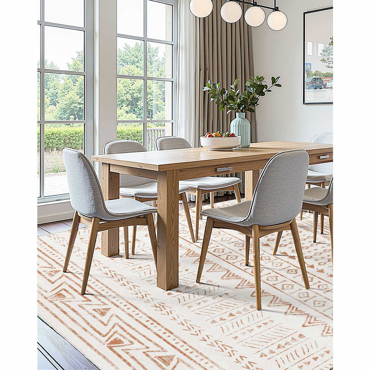 VEVOR Area Rug, 1524x2133.6mm Large Washable Rug, Non-Slip Tear-Resistant Soft Carpet, Pet & Child Friendly Modern Area Rugs, Indoor Mat for Bedroom, Office, Living Room, Kids Room, Entryway, Beige