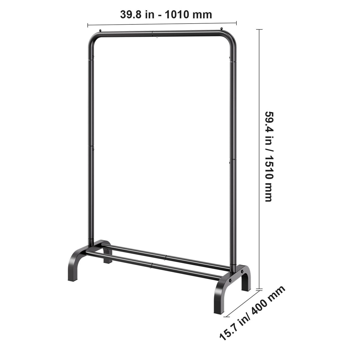 Clothes Rack, Heavy Duty Clothing Garment Rack with Hanging Rod and Bottom Storage Area, Clothing Rack for Bedroom Guest Room