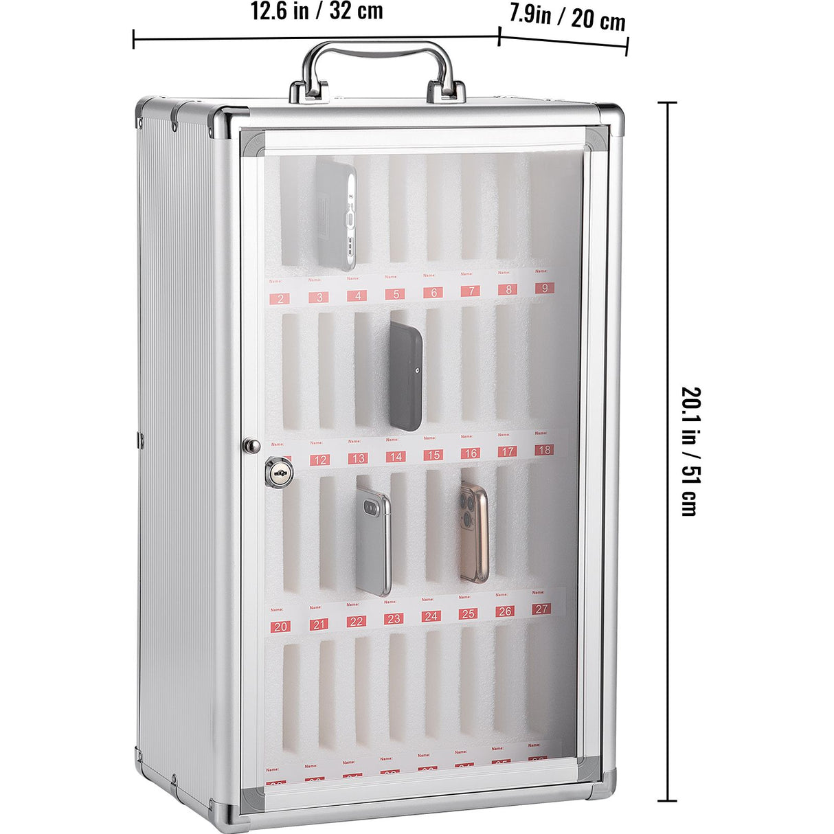 Cell Phones Storage Cabinet Clear Pocket Chart Storage Locker Box 36 Slots