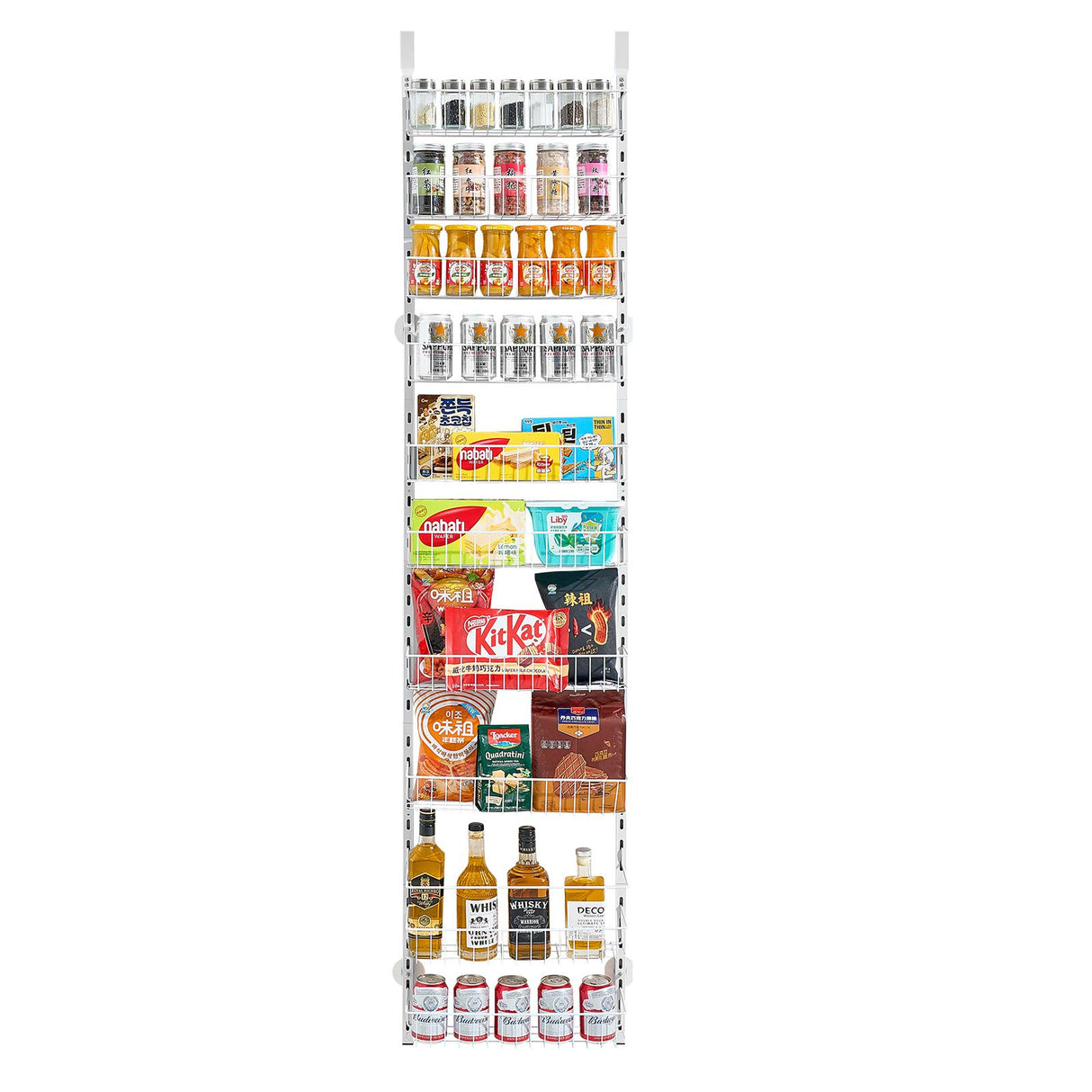 10-Tier Over the Door Pantry Organizer Hanging Storage Rack Adjustable