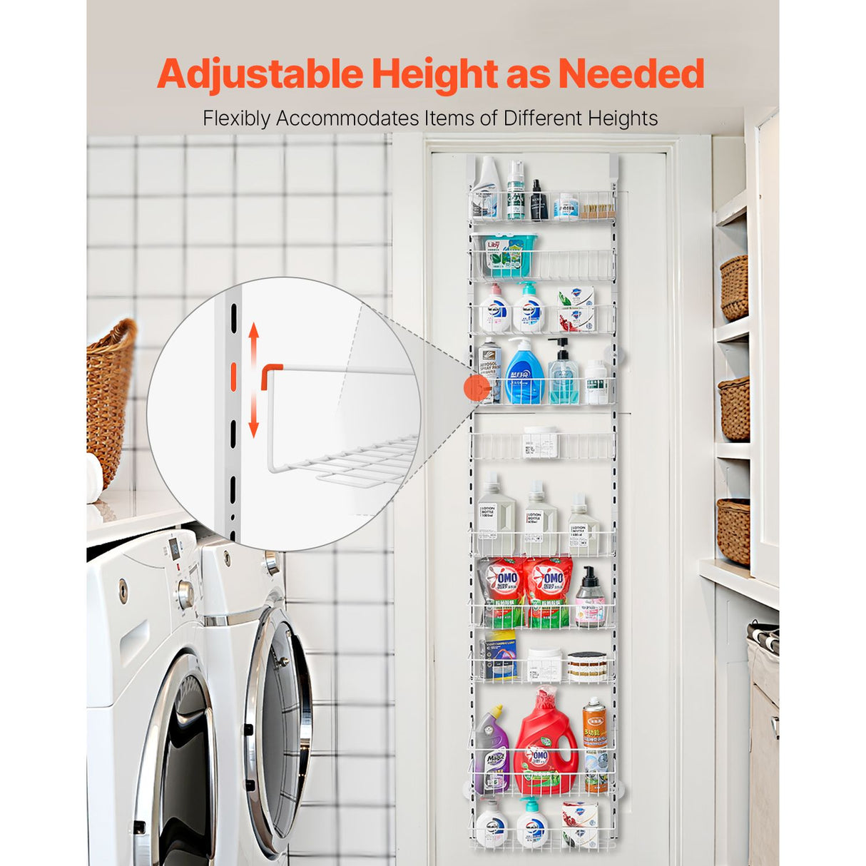 10-Tier Over the Door Pantry Organizer Hanging Storage Rack Adjustable