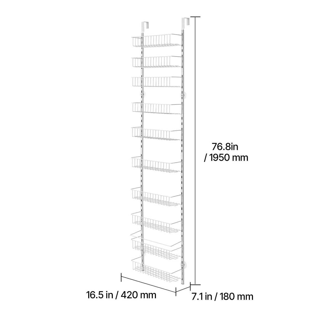 10-Tier Over the Door Pantry Organizer Hanging Storage Rack Adjustable