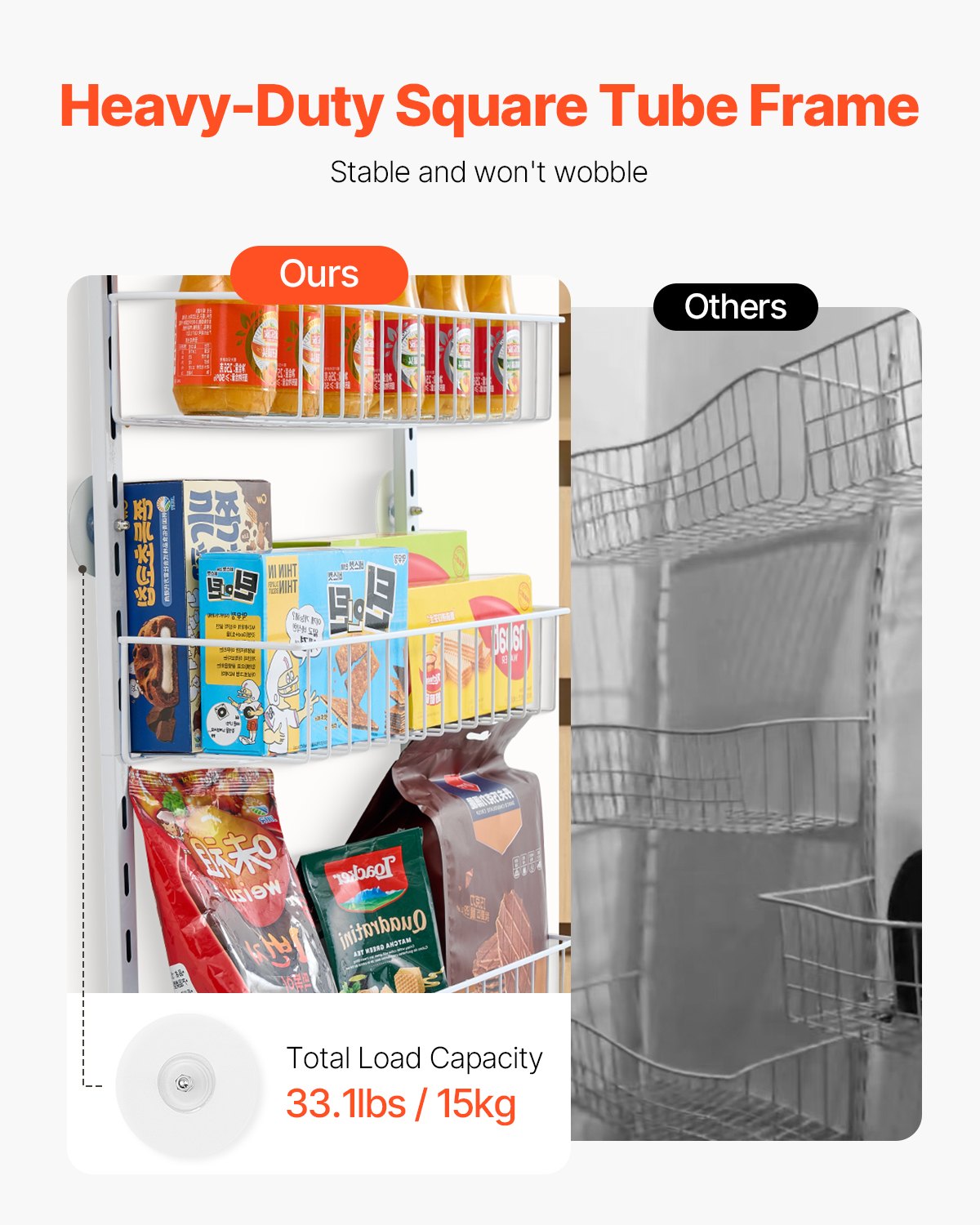 10-Tier Over the Door Pantry Organizer Hanging Storage Rack Adjustable