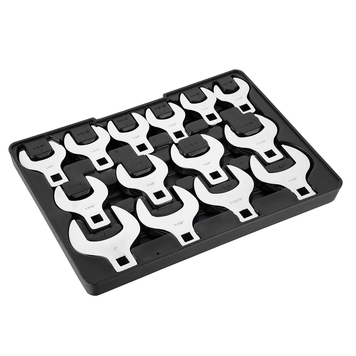 Crowfoot Wrench Set, 1/2" Drive 14-Piece SAE (1-1/16" - 2") Crows Foot Wrench Set with Storage Tray, 40CR Material with Laser Etched Sizing, for Mechanical Maintenance or Repairs