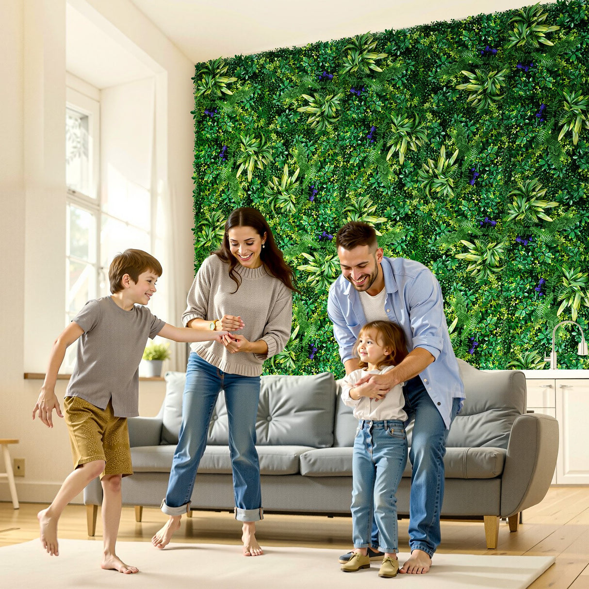 Artificial Grass Wall Panels, 8 PCS 20 x 20 inch, 3D Combination Greenery Boxwood Panel for Indoor Outdoor Green Decor & Ivy Fence Covering, Privacy Backdrop Wall Hedge Screen for Garden