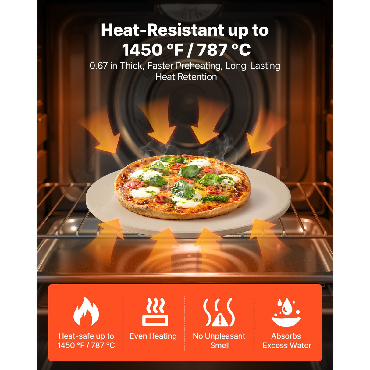 Pizza Stone, 381 mm Round Cordierite Pizza Stone, Extra Large Baking-Stone with Aluminum Peel, 17 mm Thickness Heat-Resistant Cooking Cordierite, for Kitchen Oven, Baking Pizzas, BBQ Grilling