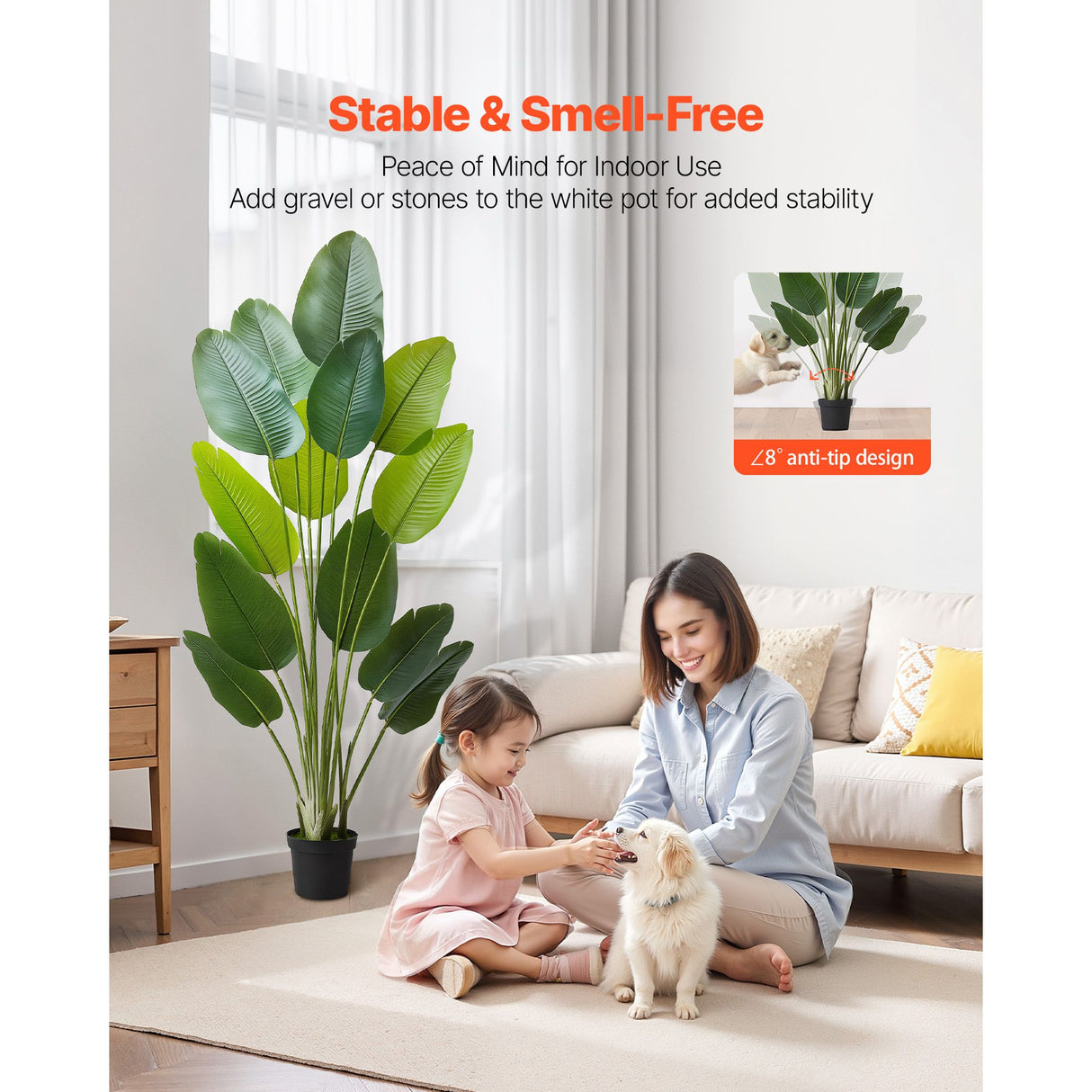 Artificial Bird of Paradise 1829 mm Tall, Fake Tropical Plants with with 13 Trunks & White Pot, Faux Floor Silk Tree, Large Trees for Home Office Living Room Decor House Warming, Indoor Outdoor