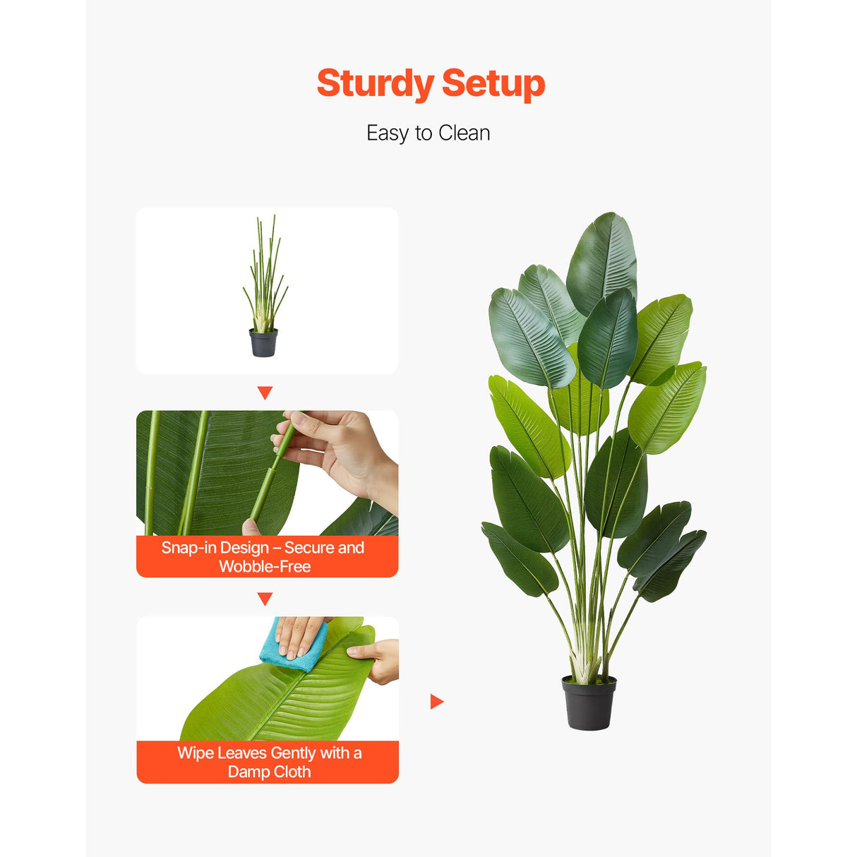 Artificial Bird of Paradise 1829 mm Tall, Fake Tropical Plants with with 13 Trunks & White Pot, Faux Floor Silk Tree, Large Trees for Home Office Living Room Decor House Warming, Indoor Outdoor