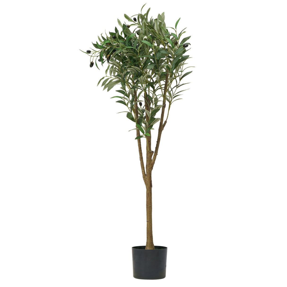 150cm Artificial Olive Tree with Black Pot, Tall Fake Tree with Natural Wood Trunk & Realistic Green Leaves and Fruits, Indoor Faux Plant for Home, Office, Living Room, Corner Decor