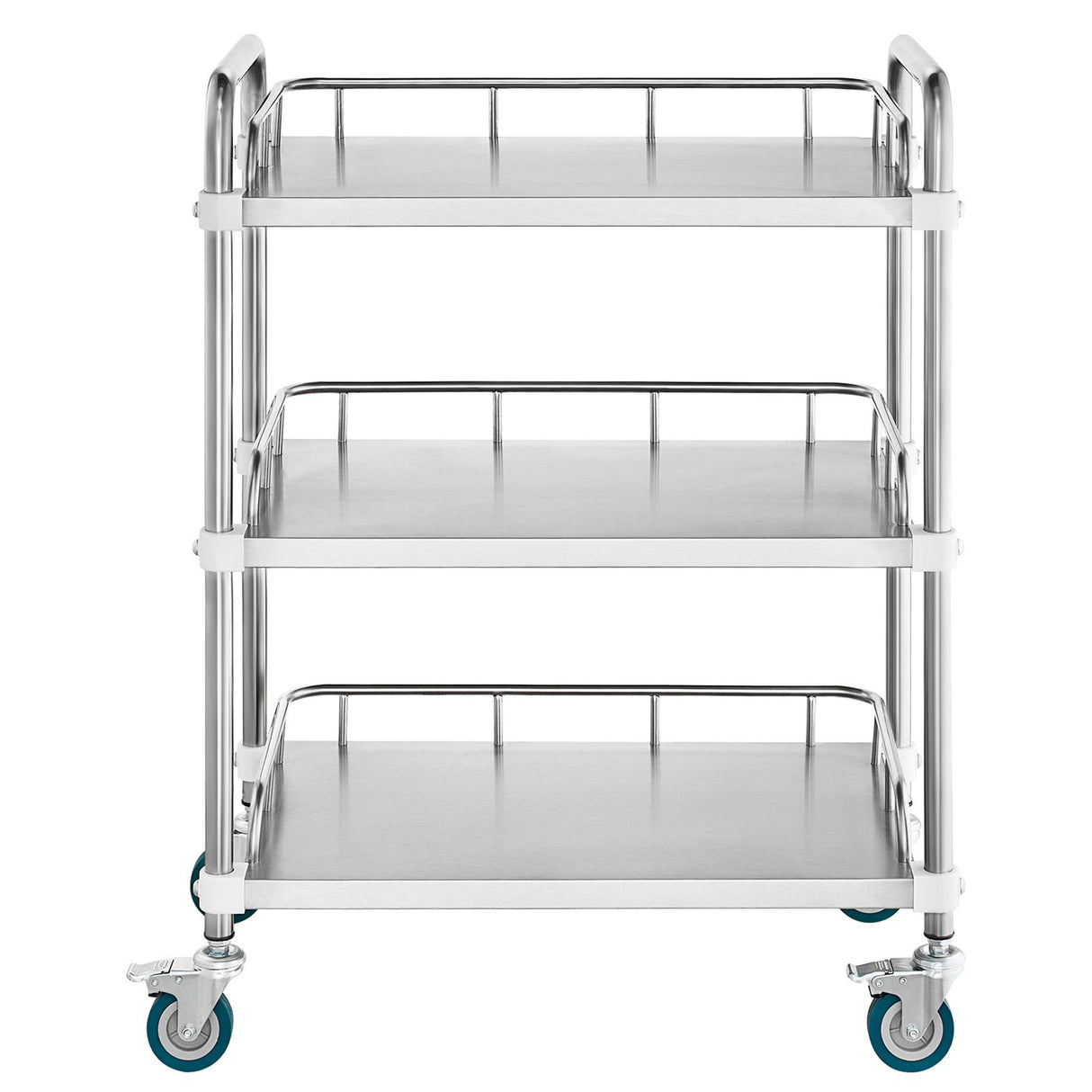 VEVOR Lab Rolling Cart, 3-Shelf Stainless Steel Rolling Cart, Lab Serving Cart with Swivel Casters, Dental Utility Cart for Clinic, Lab, Hospital, Salon, 26.38"x15.55"x34.13"