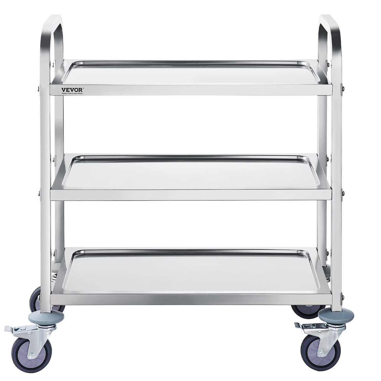 VEVOR Stainless Steel Cart, 3 Layers Lab Utility Cart 181 kg Weight Capacity, Medical Cart with Lockable Universal Wheels, for Lab, Clinic, Kitchen, Salon