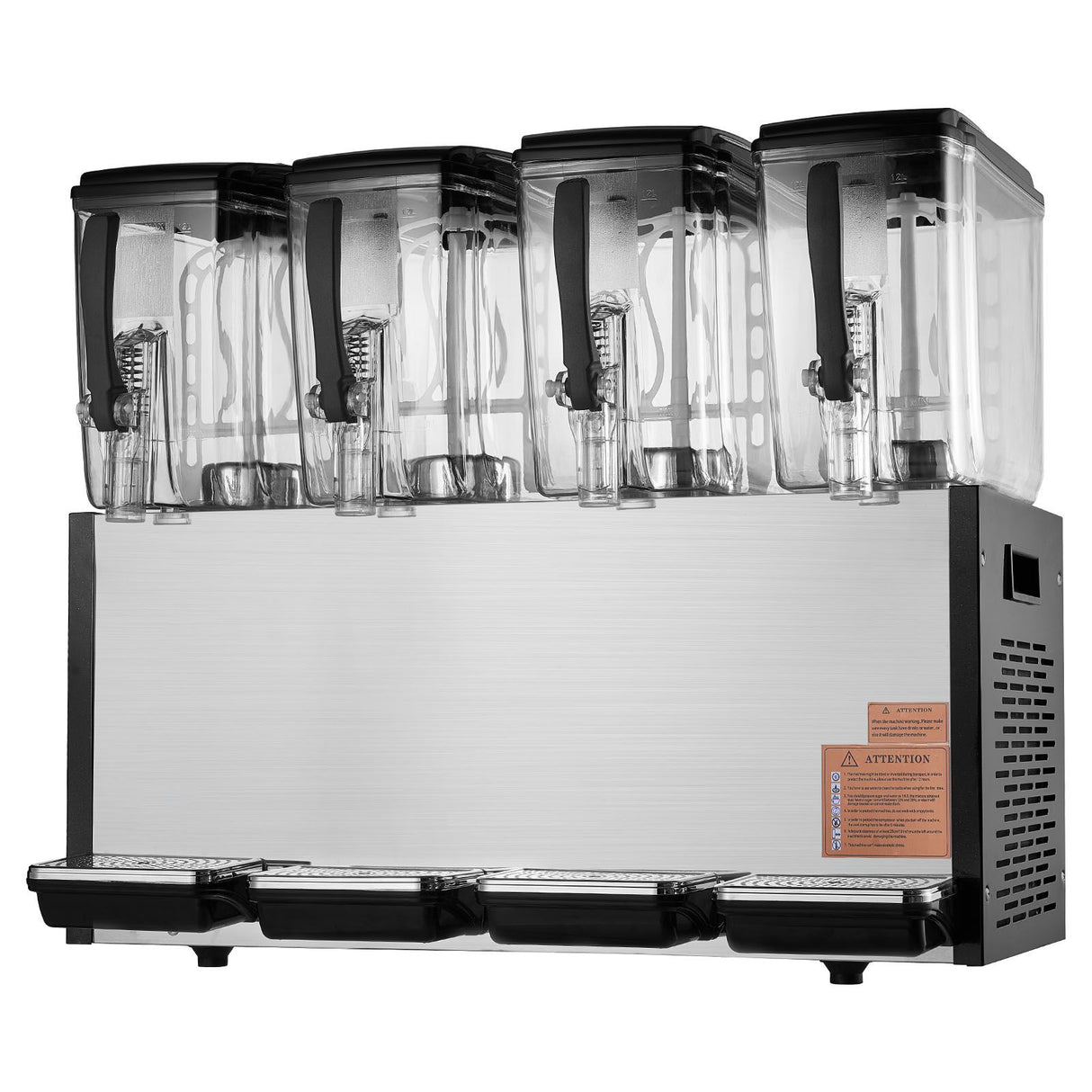 VEVOR Commercial Beverage Dispenser, 4 Tanks 12 L Per Tank Juice Dispenser, 510W Stainless Steel Ice Tea Drink Machine with 7℃-12℃ Cooling Temperature, for Cold Drink Restaurant Bar Party