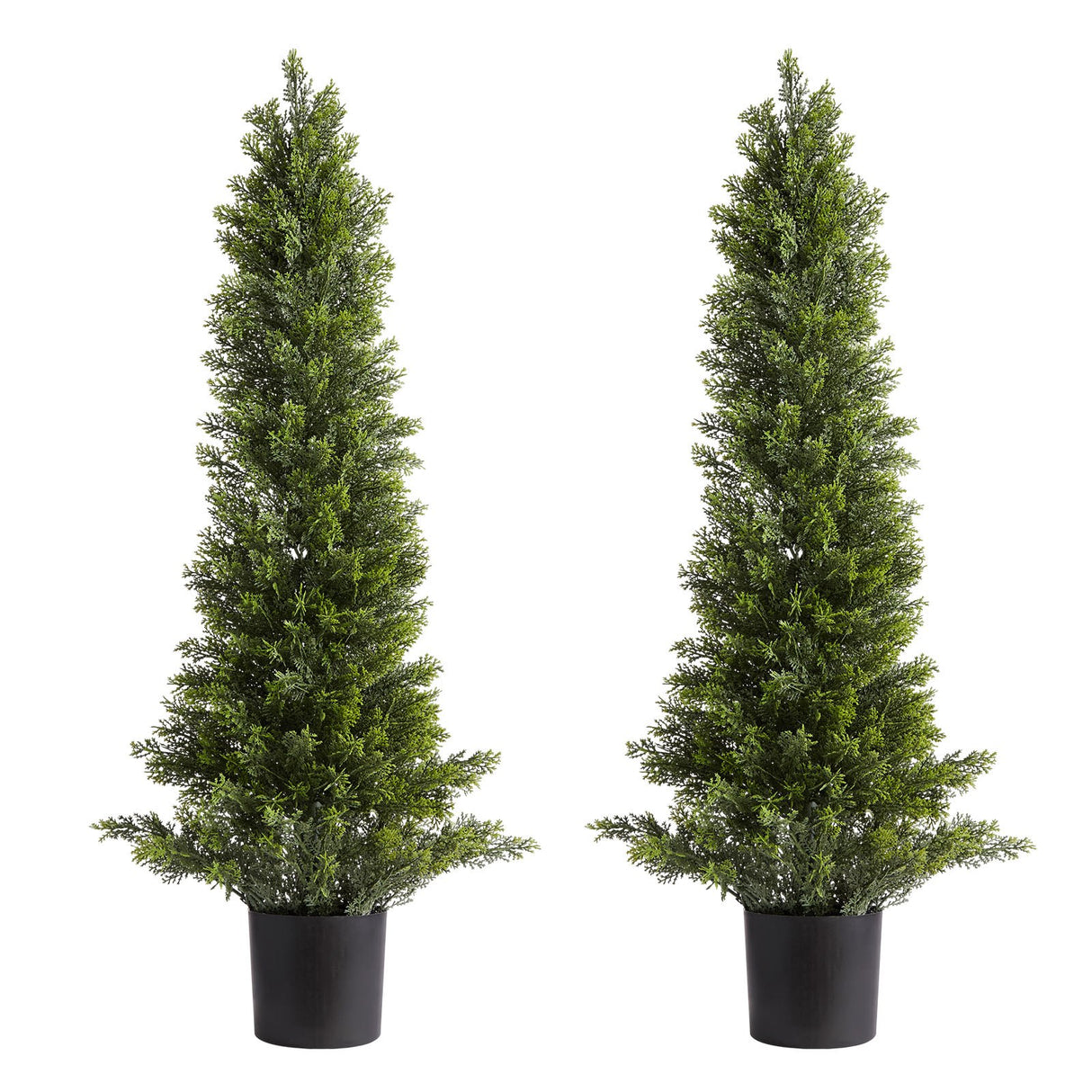 Artificial Topiary Cedar Trees, 2 Set 914mm Faux Pine Shrubs Plants, Fake Silk Tree Look Real, Easy Assembly for Decor Front Porch Outdoor Patio Garden Balcony Backyard Indoor Office