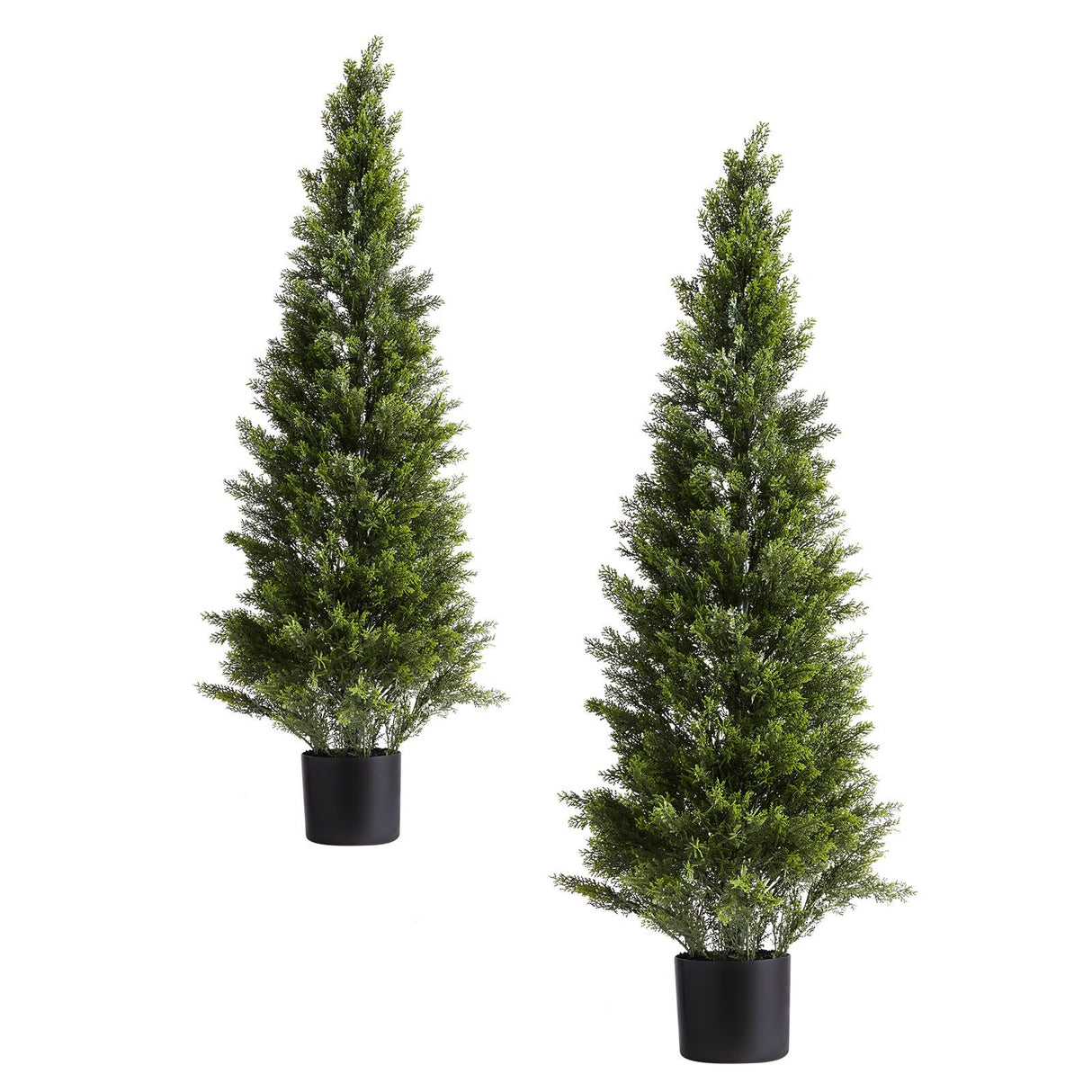 Artificial Topiary Cedar Trees, 2 Set 1219mm Faux Pine Shrubs Plants, Fake Silk Tree Look Real, Easy Assembly for Decor Front Porch Outdoor Patio Garden Balcony Backyard Indoor Office