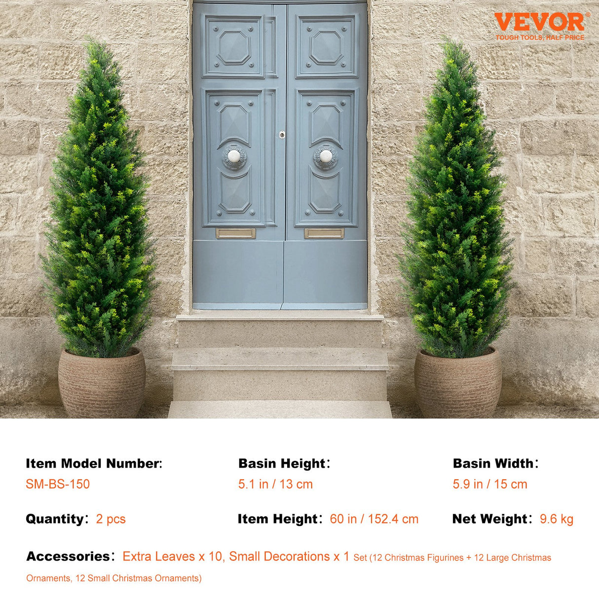 2 Pack 5' Artificial Cedar Topiary Tree Faux Plant UV Decor In/Outdoor