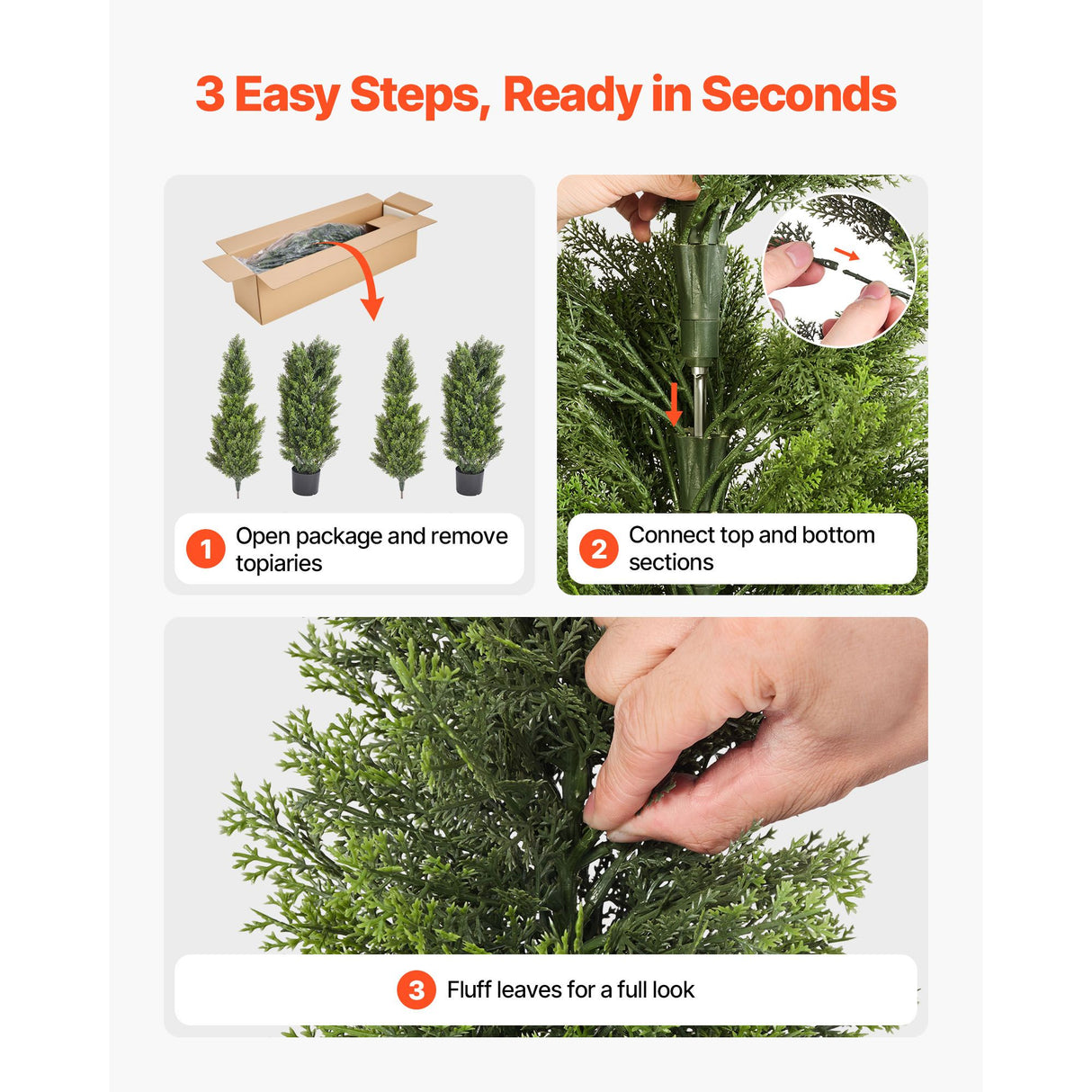 Artificial Topiary Cedar Trees, 2 Set 1524mm Faux Pine Shrubs Plants, Fake Silk Tree Look Real, Easy Assembly for Decor Front Porch Outdoor Patio Garden Balcony Backyard Indoor Office