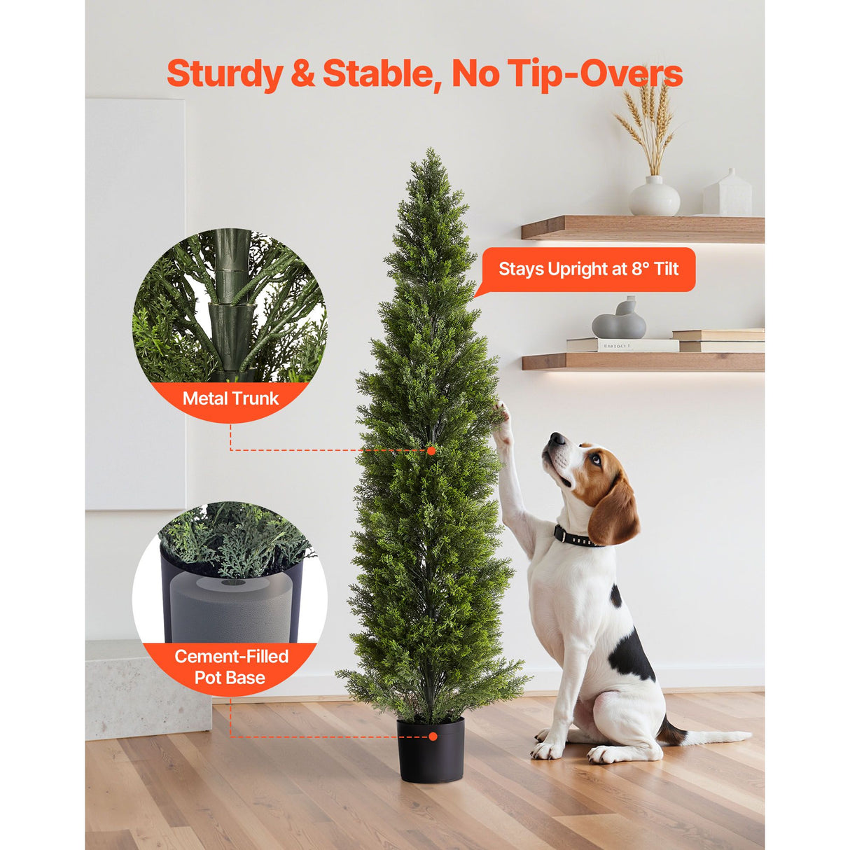 Artificial Topiary Cedar Trees, 2 Set 1524mm Faux Pine Shrubs Plants, Fake Silk Tree Look Real, Easy Assembly for Decor Front Porch Outdoor Patio Garden Balcony Backyard Indoor Office