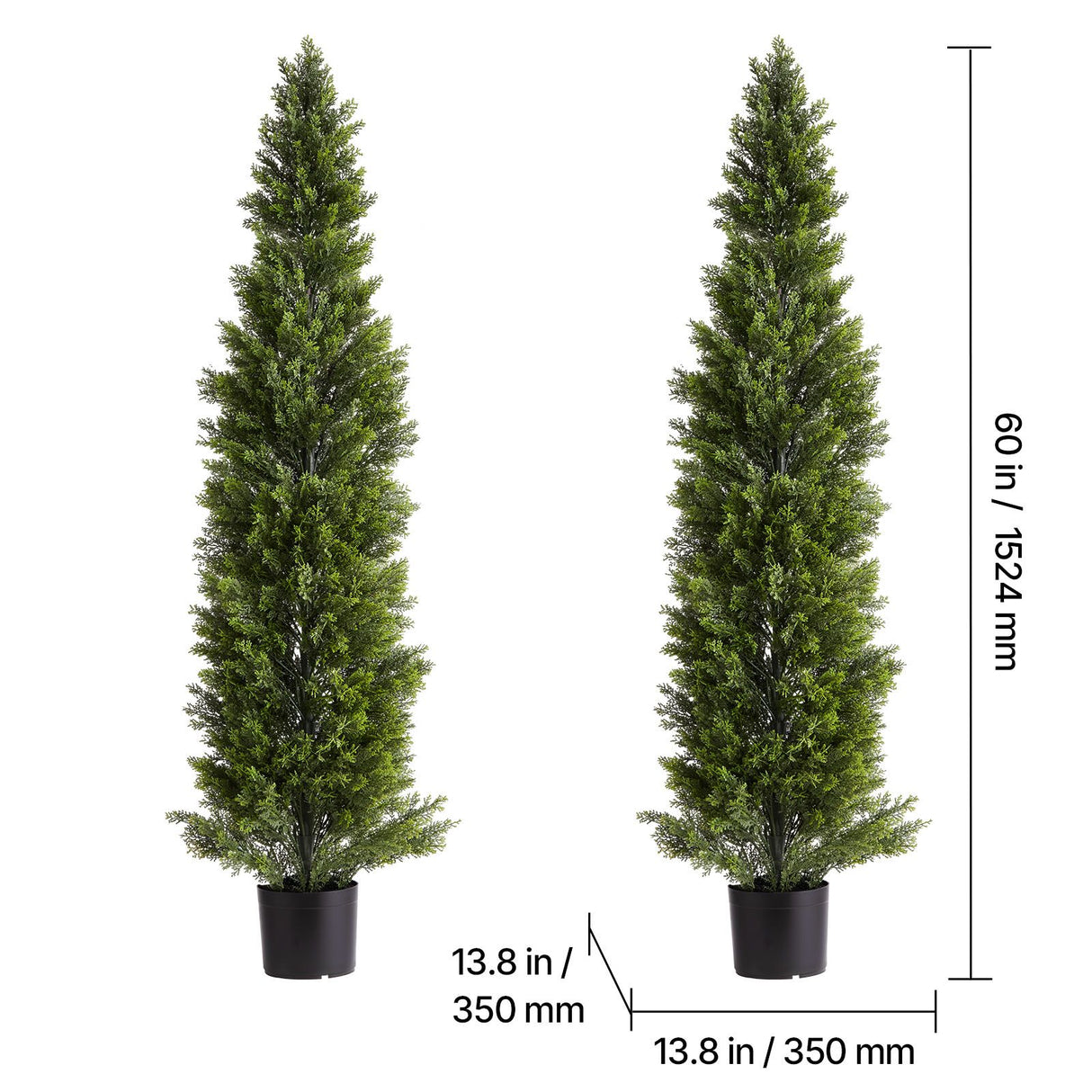 Artificial Topiary Cedar Trees, 2 Set 1524mm Faux Pine Shrubs Plants, Fake Silk Tree Look Real, Easy Assembly for Decor Front Porch Outdoor Patio Garden Balcony Backyard Indoor Office