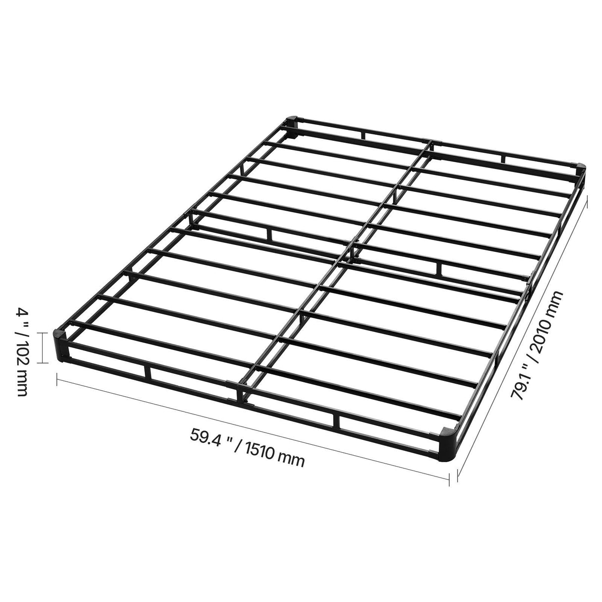 Box Spring, Queen Size Bed Frame with Washable Fabric Cloth, Heavy Duty Metal Frame for Queen Bed, 102 mm Mattress Foundation, 1587.57 kg Max Weight Capacity, Easy Assembly, 2010 x 1510 x 102 mm