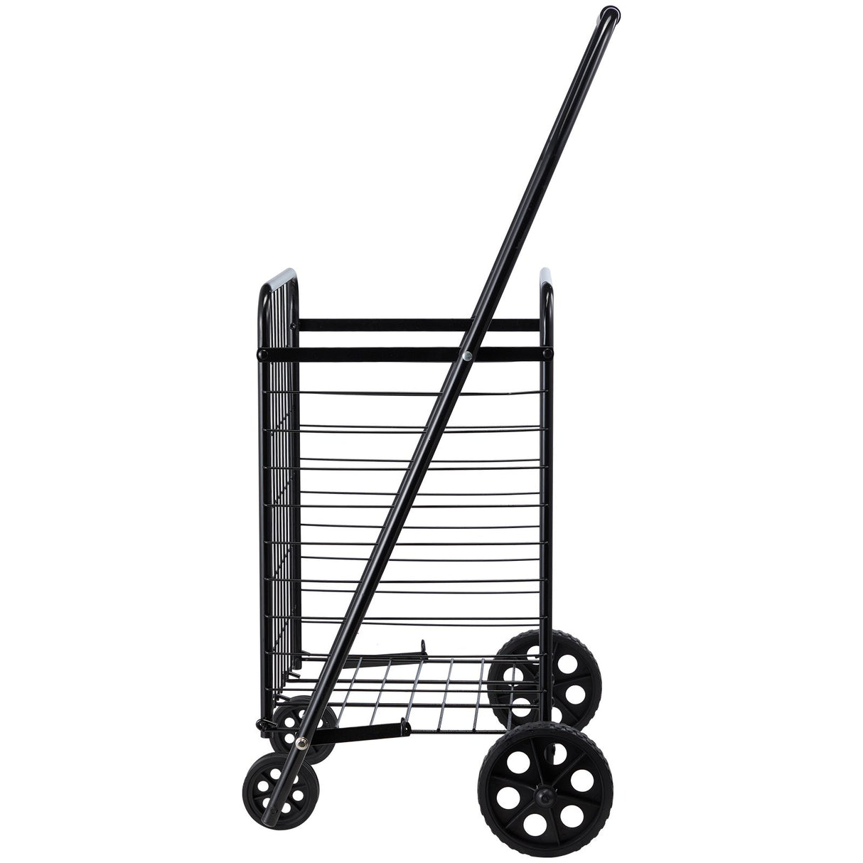 Shopping Cart, Folding Grocery Utility Cart with Swivel Wheels, 40.8 kg Large Load Capacity, Heavy Duty Rolling Laundry Basket Butler for Laundry, Shopping, Camping, Grocery, Luggage, Black